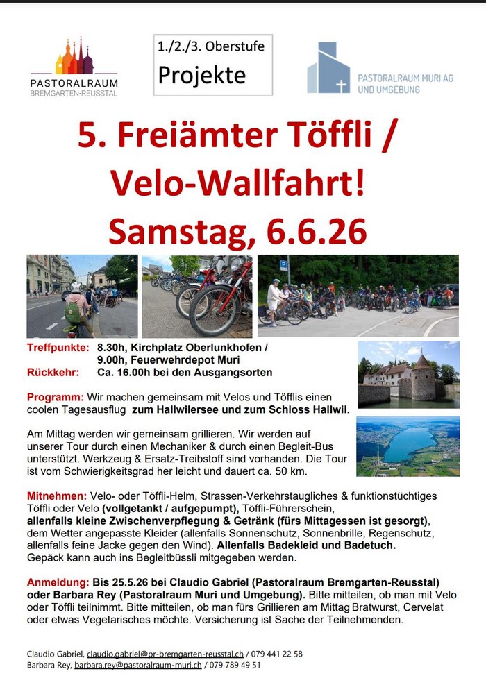 5. Freiämter Töffli- und Velowallfahrt
am Samstag, 6. Juni 2026