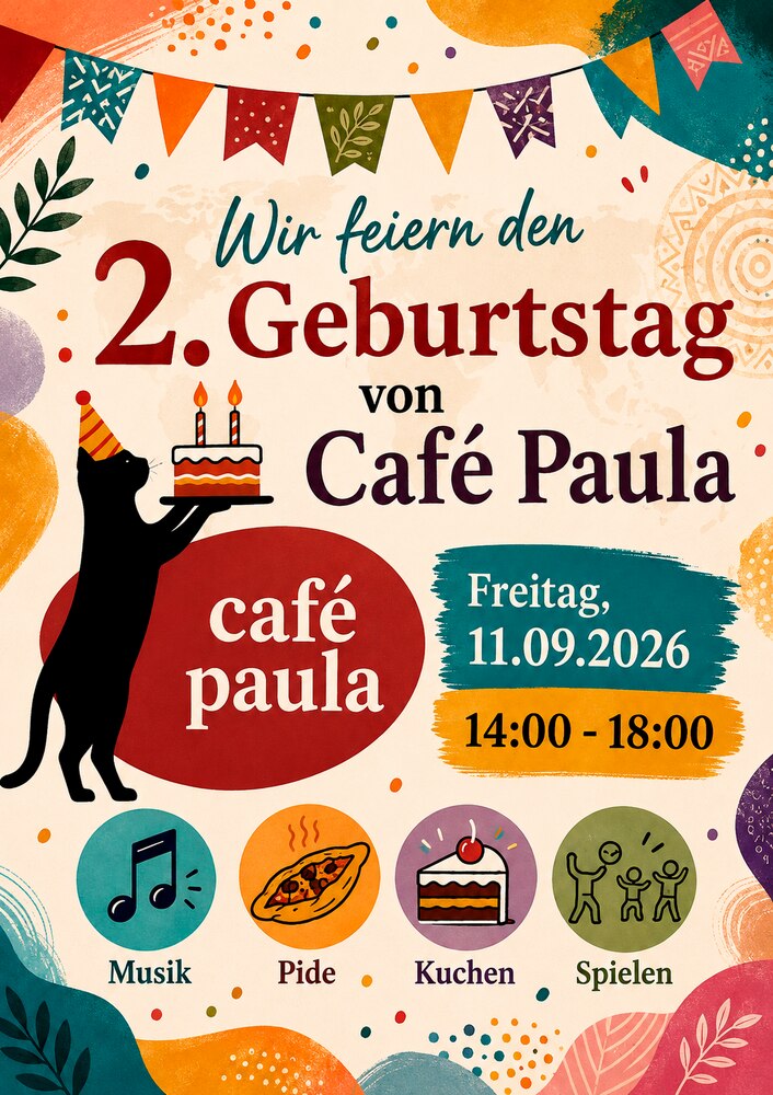 Wir feiern den
2. Geburtstag von
Café Paula